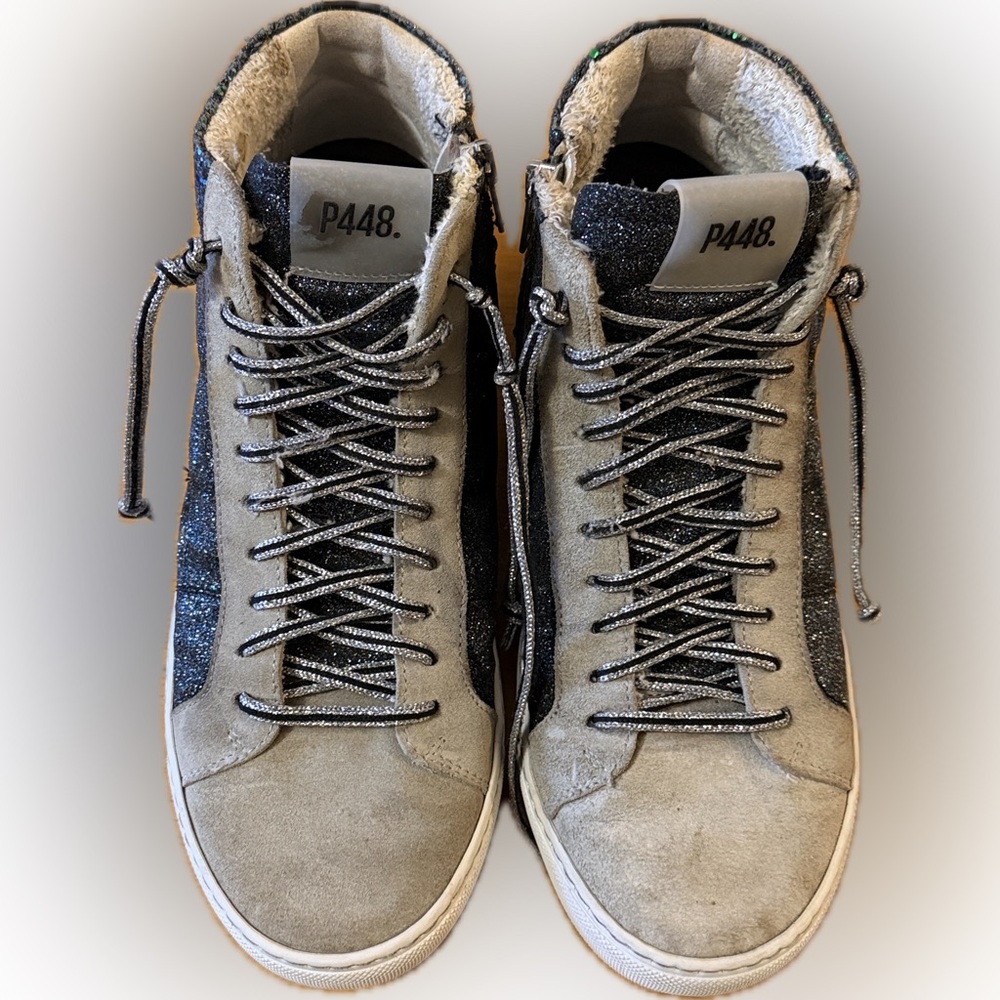 P448 You Can Surf Later Star Glitter High Top Sneaker ⭐️ zipper Made in Italy